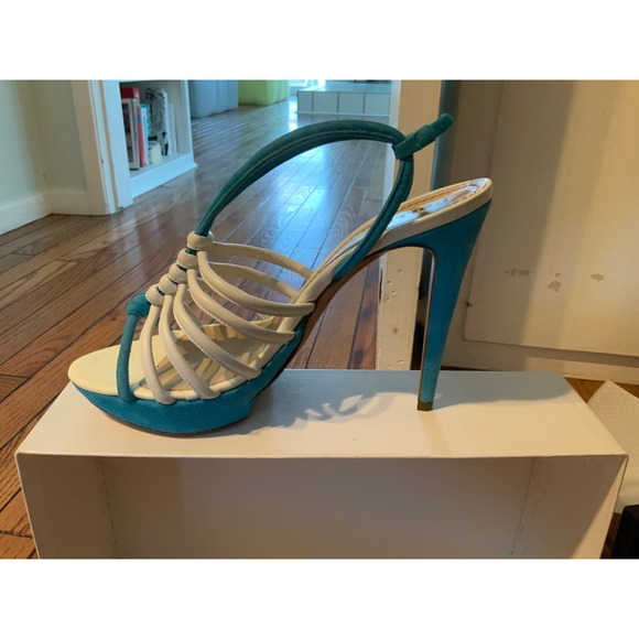 New Old Stock POLLINI 🍭 BaBy BluE + WhIte Heels 9 - Picture 3 of 16